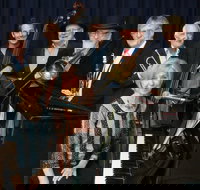 The Caxton Street Jazz Band in the Swigmore Hall at Robert Channon Wines - Redcliffe Tourism